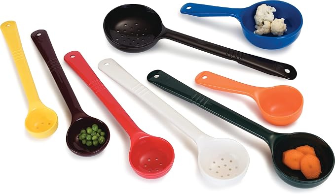 Carlisle FoodService Products 1 Ounce Solid Measuring Spoon – Flat Bottom – Portion Control Tool – Short Handle 6.5 ", Yellow, (Pack of 12)