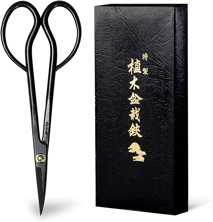 Wazakura Satsuki Bonsai Scissors, Made in Japan 7 inch (180 mm), Japanese Bonsai Garden Tools, Hasami Pruning Shears - Satsuki Style, Black