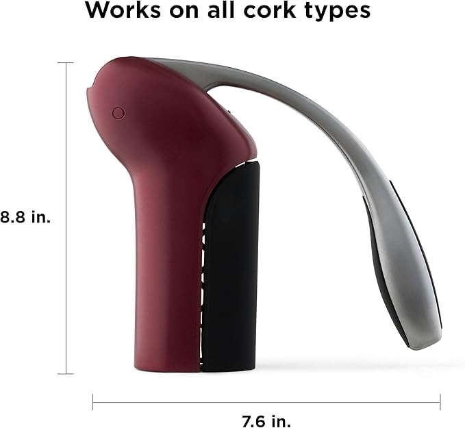 Rabbit Vertical Corkscrew Wine Opener with One-Pull Design, Foil Cutter Included, Easy to Use Manual Lever, Durable Stainless Steel Spiral, Merlot