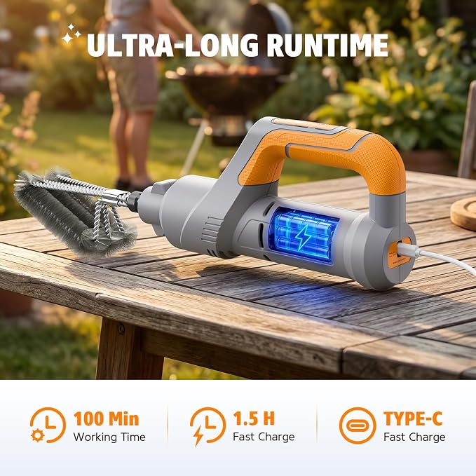 Electric Grill Brush BBQ Cleaner - Grill Cleaner, Grill Brush for Outdoor Grill, BBQ Grill Brush, 940 RPM Electric Grill Cleaner, 3 Speed Modes, Compatible with Weber, Char-Broil, Traeger & More