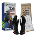 Enespro Class 0 Insulated Electrical Gloves Kit, 1000V AC/1500V DC, Size 9 | ASTM D120 and NFPA 70E Rubber Glove Set with Leather Protectors and Storage Bag for Power Crews and Utility Workers, Black