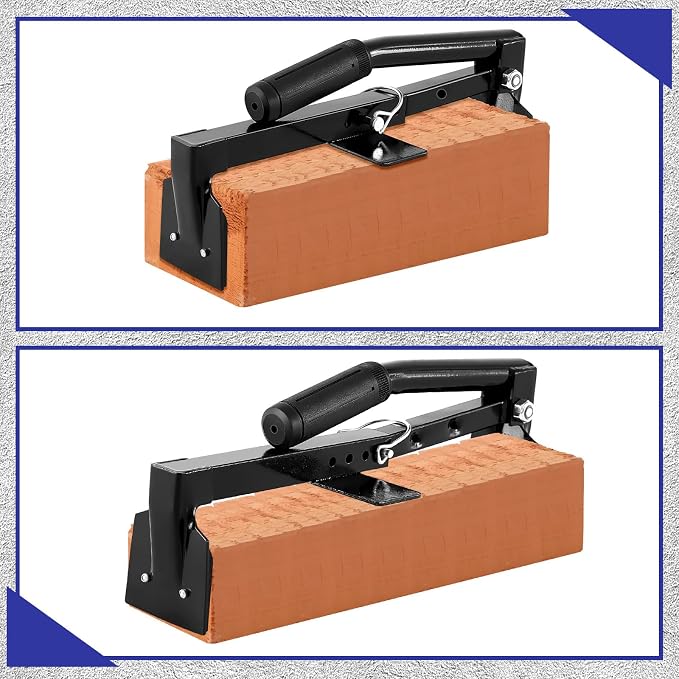 Adjustable Heavy Duty Brick Tongs Set Heavy Duty Block Tongs with Rubber Pad Handle and Work Gloves Adjustable 9-13.7 Inches Paver Tool for Bricks Lifting Carrying(Black)