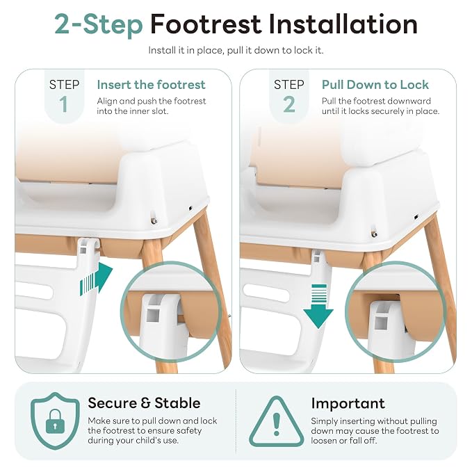 Baby High Chair for Babies and Toddlers, 3-in-1 Convertible Highchair with Built-in Leg Storage, Compact Pack-Away Design, Baby Eating Feeding Chair, Silla De Comer para Bebe, Beige