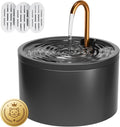 DOOOB Ceramic Cat Water Fountain 2.1L/71oz Ceramic Cat Fountain | Automatic Ceramic Water Fountain for Cats Pet Water Fountain with Ultra-Quiet Pump and 3 Filters & 3 Sponges (Black)