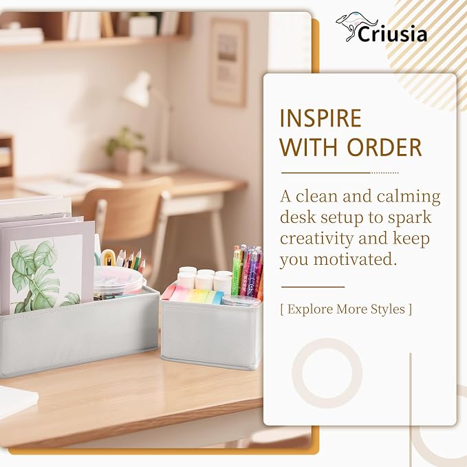 Criusia 26 Pack Drawer Organizer for Clothes, Foldable Dresser Dividers with 3 Sizes, Fabric Storage Bins – Gray