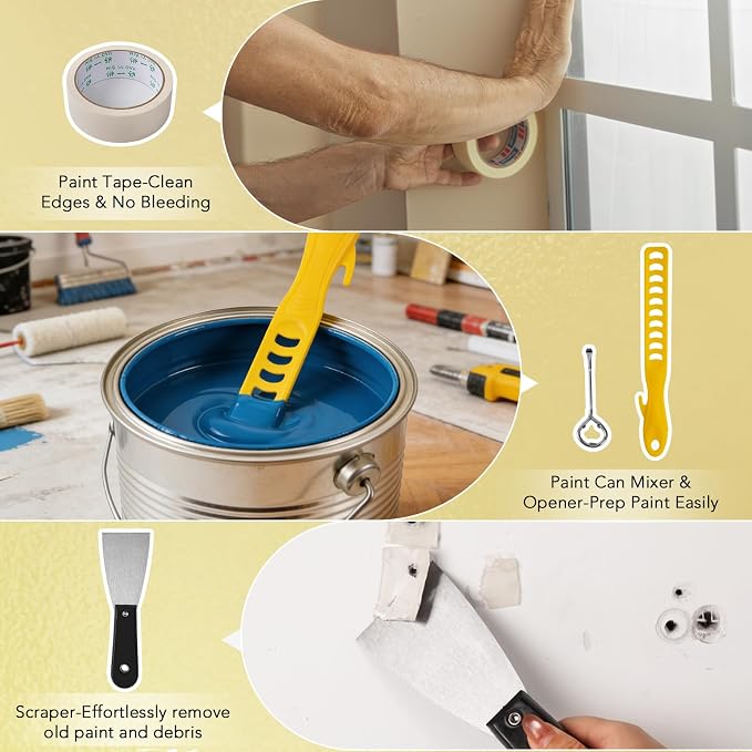 SOUTHGATE 33PCS Paint Roller Kit with 4-Section Pole(1-5 FT) – Heavy Duty Handles, 4" 9" Paint Rollers, Drop Cloth & Brushes Set – House Painting Tools for Home Renovation by DIYers & Pros