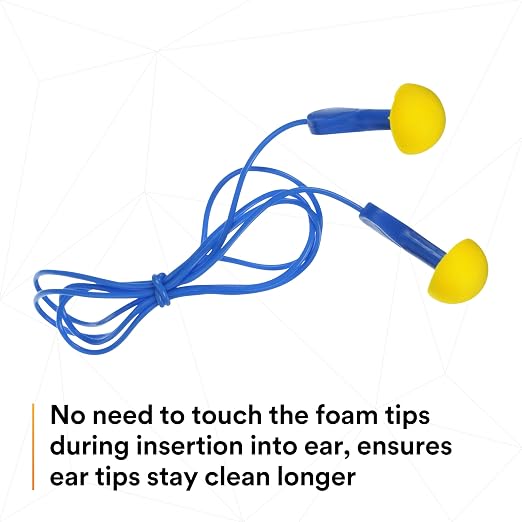 3M E-A-R EXPRESS Pod Plugs Ear Plugs 311-1114, Corded, Blue Grips, Pillow Pack, Pack of 100
