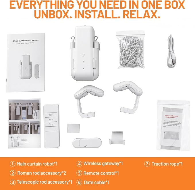 Automatic Curtain Opener, Upgrade Remote Contro,Compatible with Alex | Smart Curtain Opener,Compatible with Google Home ,Compatible Roman T/U/Tracks,Easy Install,Suitable for Home Office Elderly