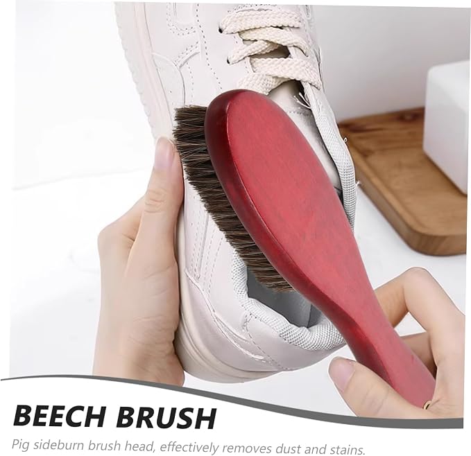 NOLITOY 2pcs Scrub Cleaning Brush Handle Versatile Horsehair and Shoe Clothing Brush for Dust Removal and Polishing