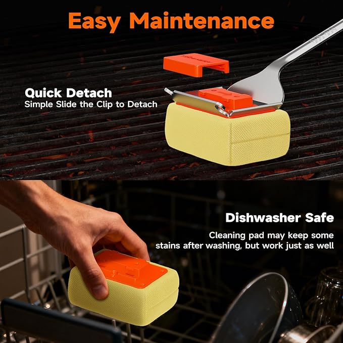 Replaceable Bristle Free Cleaning Head, Safe BBQ Grill Brush Cleaning Pad Replacement for Cast Iron or Stainless-Steel Grates, Grill Cleaner (Replaceable Head)