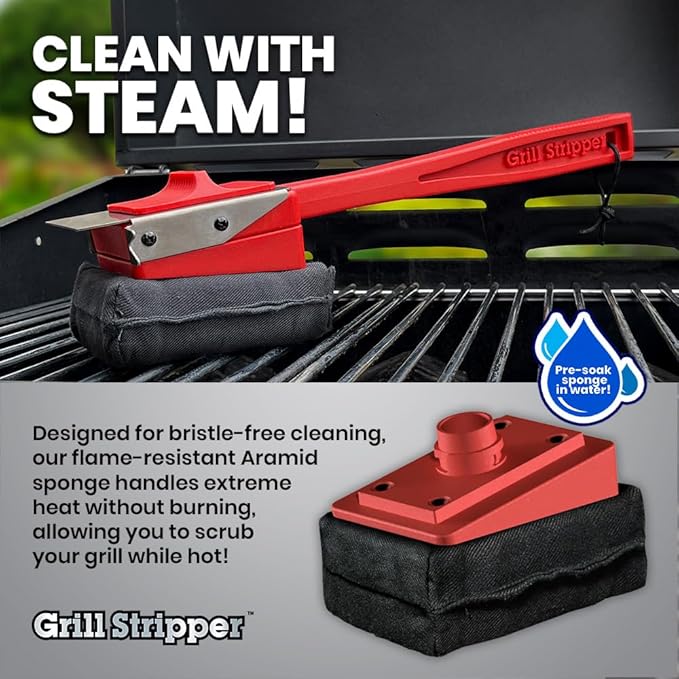 GRILL STRIPPER Bristle Free Grill Brush (Removable Sponge)