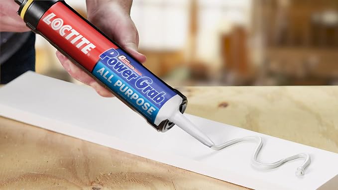 Loctite Power Grab Express All Purpose Construction Adhesive, 9 fl oz Cartridge, 12 Pack - Versatile Construction Glue for Cement, Tile, Wall & More