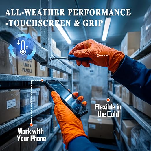 ANBOSON 10 Mil Heavy Duty Mechanic Nitrile Gloves, XLarge Orange 100 Count | Diamond Grip,Latex Free,Chemical Resistant Disposable Thick Rubber Gloves for Auto Repair, Industrial, Food, Work ,BBQ,Men