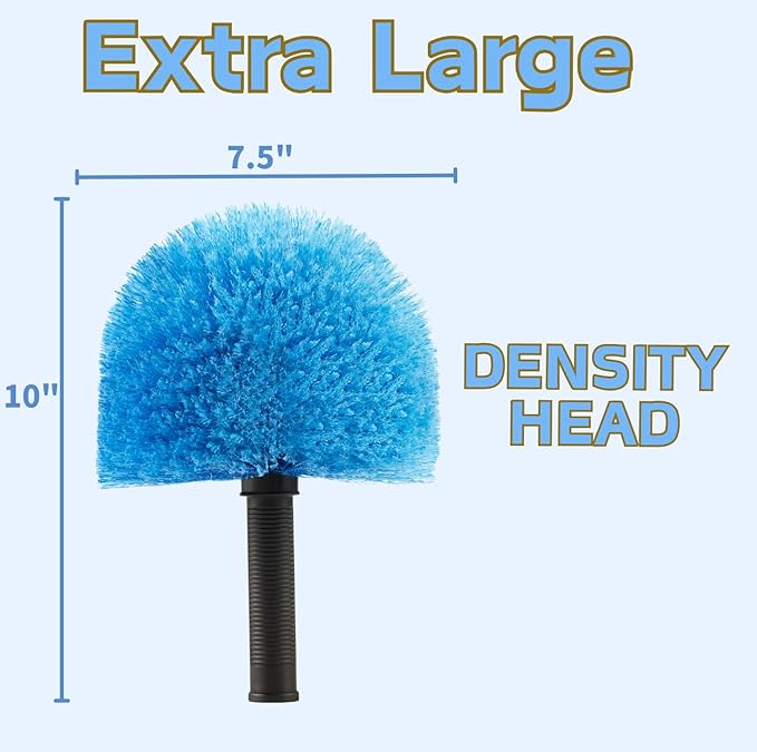 9pcs Screw on Webster Cobweb Duster Head for Pole | Spider Web Remover Brush | Cobweb Duster Head Attachment | Fits Standard 3/4 inch Threaded Poles (Blue)