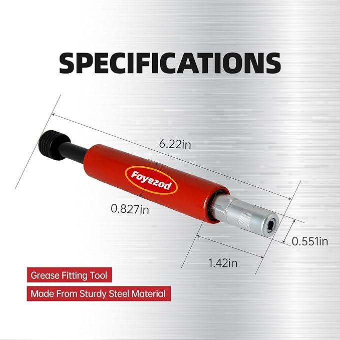 Grease Fitting Cleaning Tool, Grease Zerk Cleaner for Trucks, Tractors, Heavy Equipment - Removes Old Dried Grease from Fittings, Pins, Shafts, Bushings (Red)