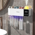 iHave Toothbrush Holders Wall Mounted with Toothbrush Sanitizer &Aromatherapy Diffuser Auto-Cycle Disinfection, Heated Fan Drying, USB Rechargeable, IR Night Light, LED - 3 Cups Bathroom Organizer