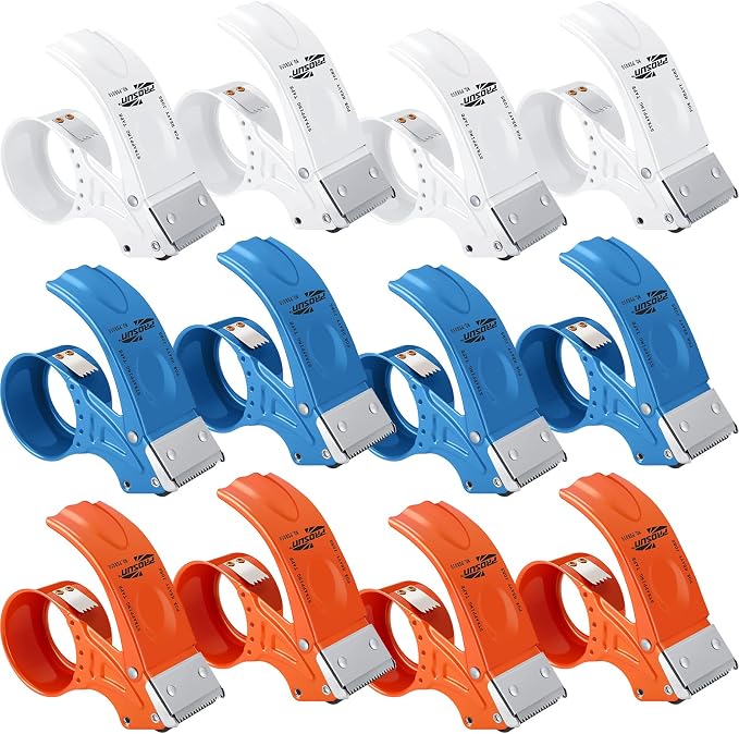 Watersay 12 Pcs 2" Packing Tape Gun Heavy Duty Tape Dispenser for Packing