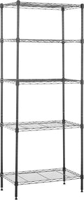 Amazon Basics 5-Shelf Multipurpose Adjustable Steel Garage Shelving Unit, Storage Rack for Kitchen, 200 lbs Per Shelf, Easy Assembly, 13.4"D x 23.2"W x 60"H, Black