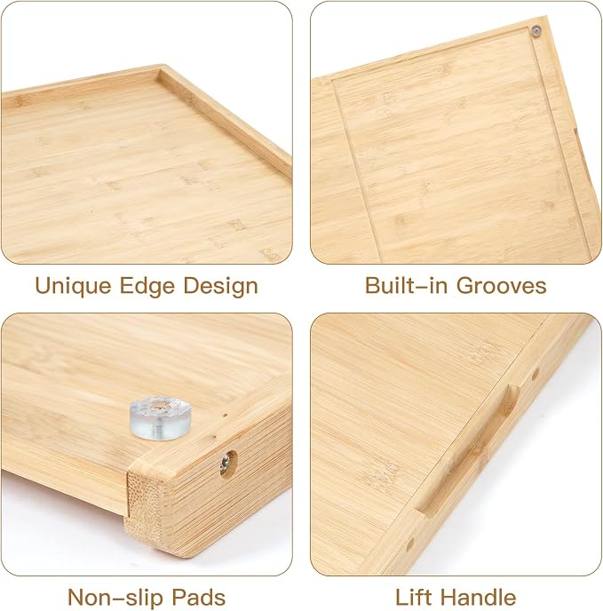 Bamboo Cutting Board Double Sided 28” x 18” with Juice Groove, Large Wooden Cutting Boards for Kitchen, Wood Chopping Board with Side Handles for Fruit, Meat, Kneading Dough