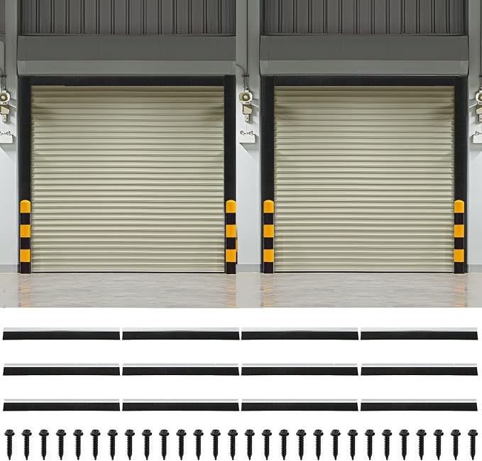 DoubleFill 2 Pack 10 x 10 ft Garage Door Brush Seal Kit, 3 Inch Roll up Door Seal with Aluminum Track, Heavy Duty Nylon Brush for Commercial Doors, Warehouse Barn, Energy Saving, Pest Proof, Black