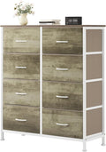 OLIXIS 8 Drawer Storage Dresser with Wood Top - Wide Fabric Chest Organizer for Bedroom, Closet, Living Room,Tower Cabinet, TV Stand, Hallway Entryway Furniture,Oak Greige