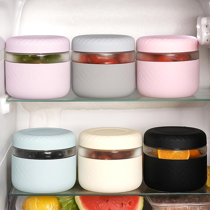 24 oz/3 Cup Glass Lunch Bowl Containers with Lids, 2 Pack, BPA-Free | Leak & Spill Proof, Microwave & Dishwasher Safe, Airtight Meal Prep & Food Storage Jar for Lunch, Soup, Oats, Stew, Yogurt