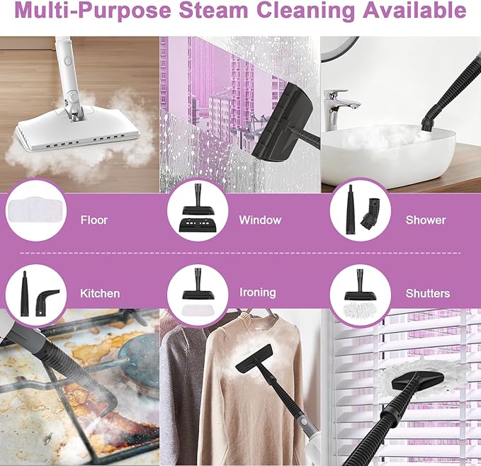 6-in-1 Steam Mop, 1200W Rotated Steam Cleaner for Home, 2 Modes, 400ML Removable Tank, 23FT Power Cord, 2 Pads, Multi-Surface Steamer for Hard Floor, Laminate Floor, Tiles Cleaning (Lunar Halo)