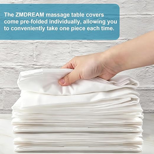 ZMDREAM Disposable Fitted Massage Table Sheets Bed Covers for Massage Beauty Tattoo 82 x 35 inches White/100