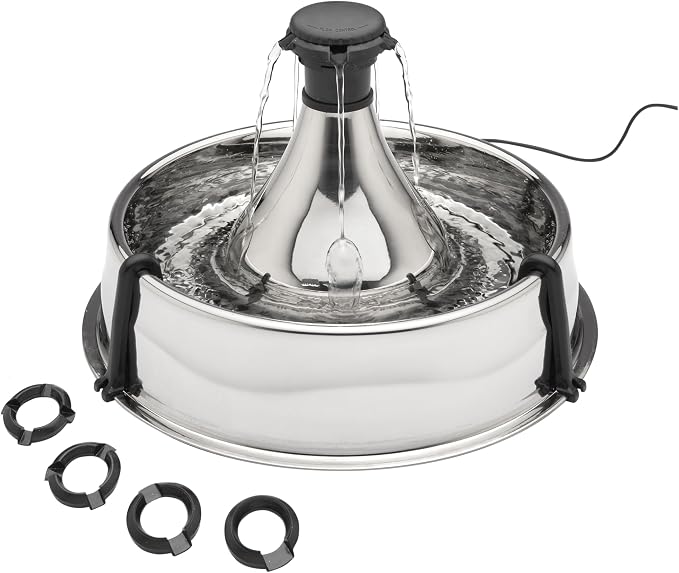 PetSafe Drinkwell Stainless Multi-Pet Fountain, red, 8 lb (PWW00-13705) | Customizable 1-5 Water Streams, Rust/Scratch-Resistant Stainless Steel, Carbon and Foam Filters Included