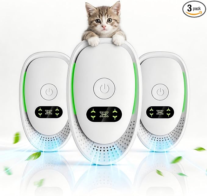 Air Ionizers 3 Pack, Small Negative Ion Air Purifiers for Home, Bedroom, Office, Kitchen & Travel, Low Noise Portable Air Freshener for Odor, Smoke, Dust, Pets, Fresh Odor Eliminator Kit