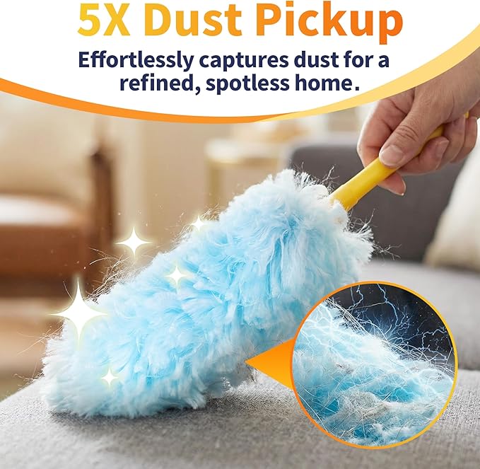 30 Count Duster Refills for Swiffer Dusters, Multisurface 360 Dusters with 3ft Extendable Handle and 1 Short Handle, Disposable Duster Kit for Dusting Furniture Blinds Fans Walls