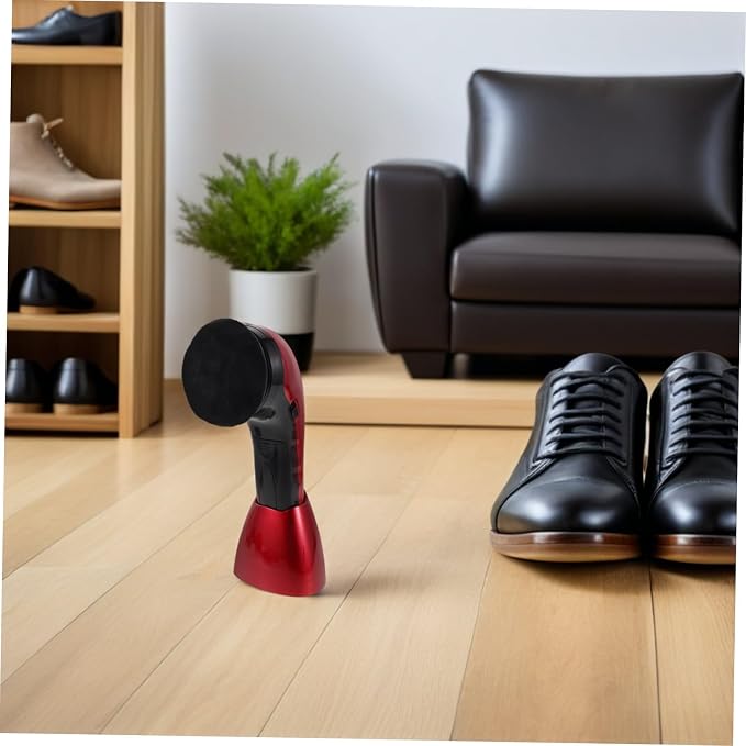 Electric Shoe Polisher Kit 710 Red Dual Power with Replaceable Brush Heads | Fiber Sponge Plastic Build, Deep Cleansing for Canvas Shoes and Boots, Travel Office Use