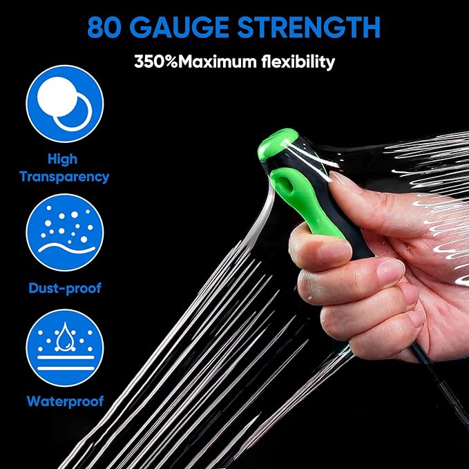 TICONN Stretch Wrap Stretch Film Roll, 1000ft Industrial Strength 5 inch Wide Clear Plastic Wrap with Handles for Pallet Wrapping Shipping Moving