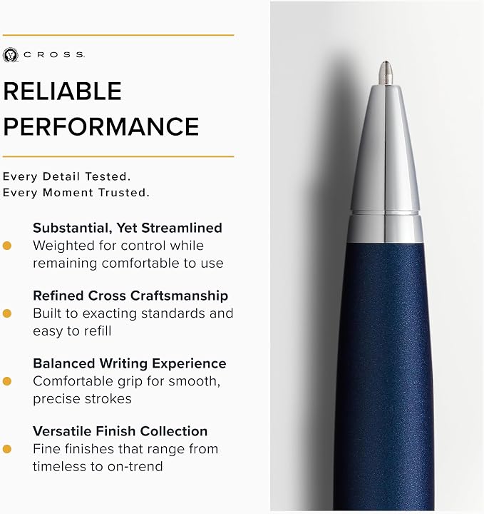 Cross Calais Refillable Ballpoint Pen, Medium Ballpen, Includes Premium Gift Box - Matte Metallic Blue