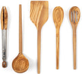 Salt & York 5-Piece Olive Wood Kitchen Utensil Set with Turner, Tongs, Slotted Spoon, Ladle and 12" Spoon, Farmhouse Style Kitchen & Cookware, Ideal for Entertaining, Wedding and Housewarming Gift