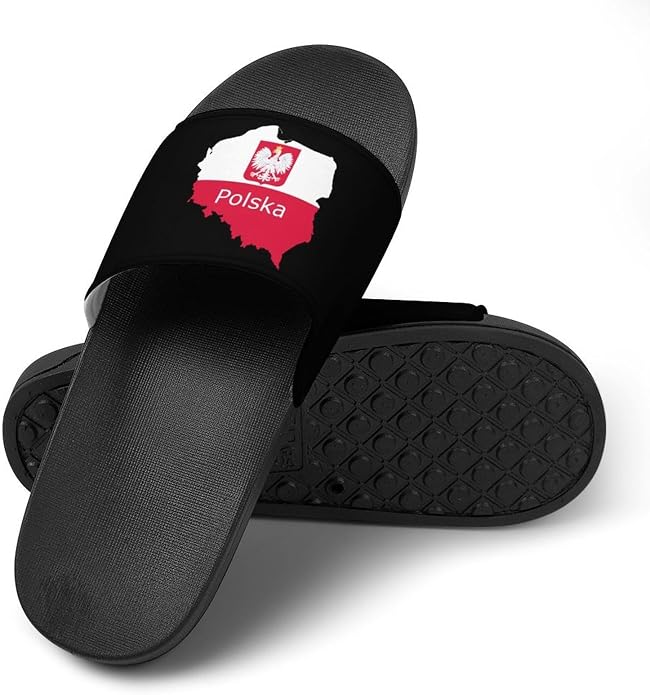 Polska Poland Eagle Flag Polish Slippers House Slides Shower Sandals Shoes | Non Slip Quick Drying Bathroom Indoor