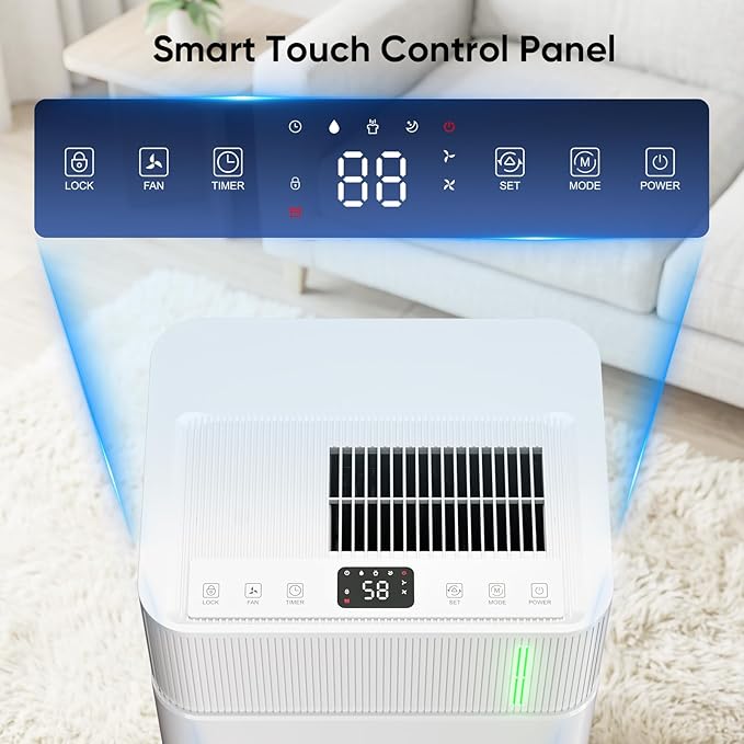 HUMILABS 52 Pints Dehumidifier for Home, 4500 Sq. Ft Dehumidifier for Basement with Drain Hose, 3 Modes, Ultra Quiet, Auto Defrost and 24HR Timer, for Bedroom, Garage, RV and Large Room