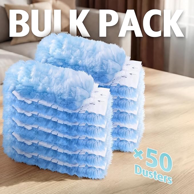 Duster Refill for Swiffer Duster, 50 Count Heavy Duty 2 Side 360° Duster Refills, 6X Microfibers, Disposable Multi Surface Dusters for Cleaning (Not Include Handle)