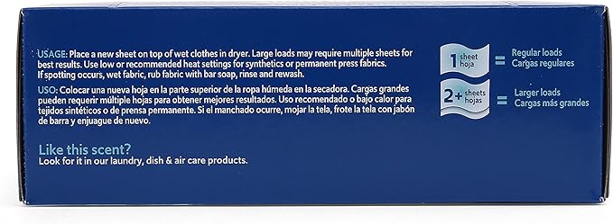 Clorox Fraganzia Fabric Softener Dryer Sheets Wrinkle Reducing Anti Static Laundry Dryer Sheets Great Smelling Clothes Softens Fabrics Fresh Ocean Scent 105 Count Single Box Home Dorm Laundry Room