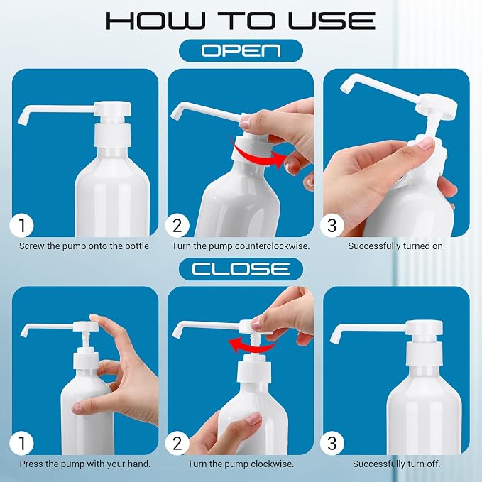 50 Pack Plastic Soap Dispenser Bulk Empty Pump Bottles Dispenser with Long Pump 10 oz Refillable Dish Soap Hand Washing Bottles Lotion Bottle for Kitchen Bathroom(White)