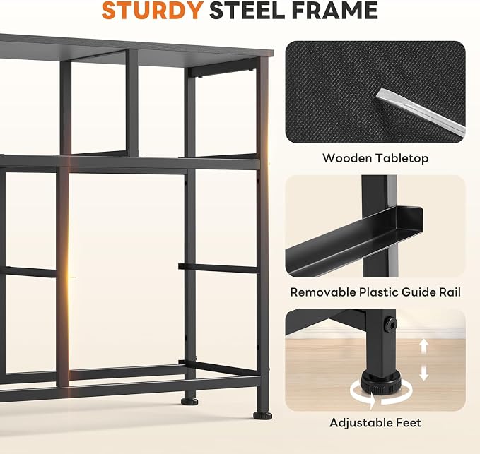 Sweetcrispy 7 Drawer Dresser with Fabric Bins Fabric Storage Tower Organizer for Bedroom Closet Hallway Entryway Tall Chest of Drawers with Steel Frame Wood Top Easy Pull Handles,Black