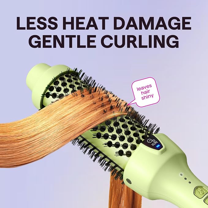 Wavytalk Thermal Brush, 1.5 Inch Blowout Express Ionic Heated Round Brush Creates Blowout Look Makes Hair Shinier & Smoother, Dual Voltage, Easy to Use (Green)