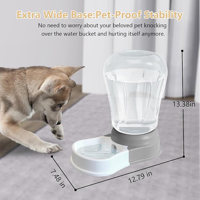 STALTWO 1.6 Gallon Automatic Dog Water Dispenser, Large Capacity Gravity Pet Water Bowl for Multiple Pets, BPA-Free Cat Water Feeder for Large Dogs, Refill Less Often, Grey | Pet Water Dispenser, Large Capacity Water Feeder for Cats and Dogs, Refill Le...