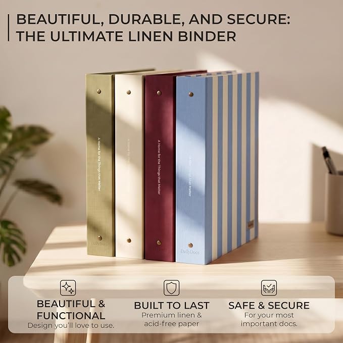 Document Organizer Binder for Important Papers & Passports, Oat