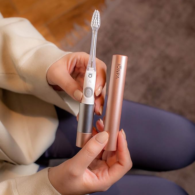 IONIC KISS IONPA DM Pink Compact Ionic Power Electric Toothbrush with Travel Cap, Brushing Timer, 2 Modes, 2 Soft Extended Filament Brush Heads Made in Japan, KISS You Outdoor DM-011PG