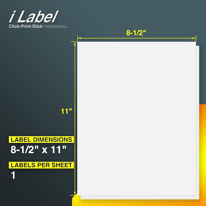 8.5" x 11" Full Sheet Label Sticker Paper for Laser & Inkjet Printers[600 Sheets,600 Labels]