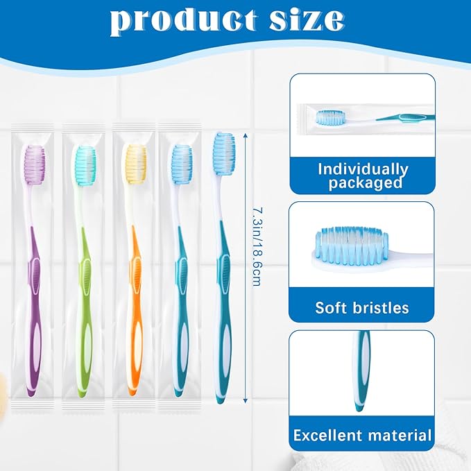 Maxcheck 60 Pack Colorful Prepasted Disposable Toothbrushes Bulk Individually Wrapped Toothbrushes with Toothpaste for Travel Hotel Donation Homeless Gift (Blue,Orange,Green,Purple)