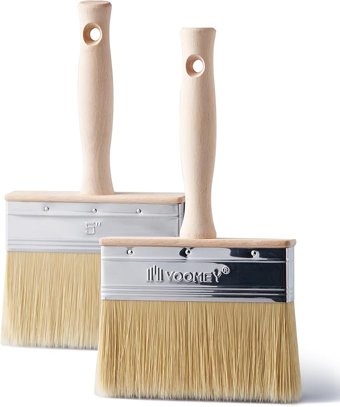 Voomey 5-Inch Deck Stain Brush, Beech Handle Deck Paint Brush, Wooden Deck Stain Applicator 2 Pack, Suitable for Water-Based Coatings, Wood Wax Oil, Dyes, Etc