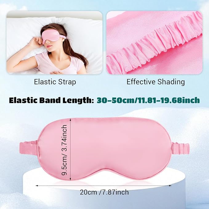 Cutecrop 50 Pcs Silk Sleep Mask Blackout for Women Men, Adjustable Comfortable Eye Cover Blindfold No Pressure for Sleeping, Travel, Napping, 5 Colors(Classic Color)