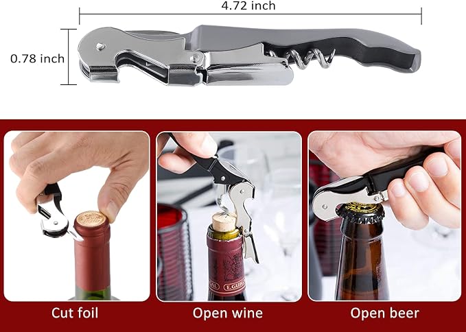 RECUTMS 12 Pack Wine Opener,Waiter Corkscrew Wine Key for Servers（Gray） | Heavy Duty Stainless Steel Fold Beer or Bottle Opener Serrated Foil Cutter,Perfect for Bars,Restaurants,Family,Company Party